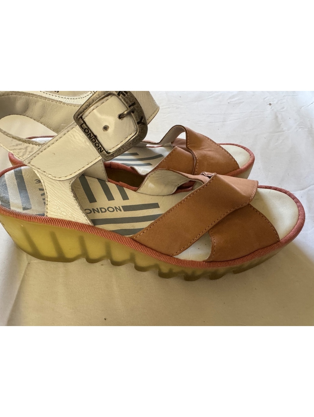 Fly London Bace Leather Platform Wedge Sandals woman’s us 8 eu39